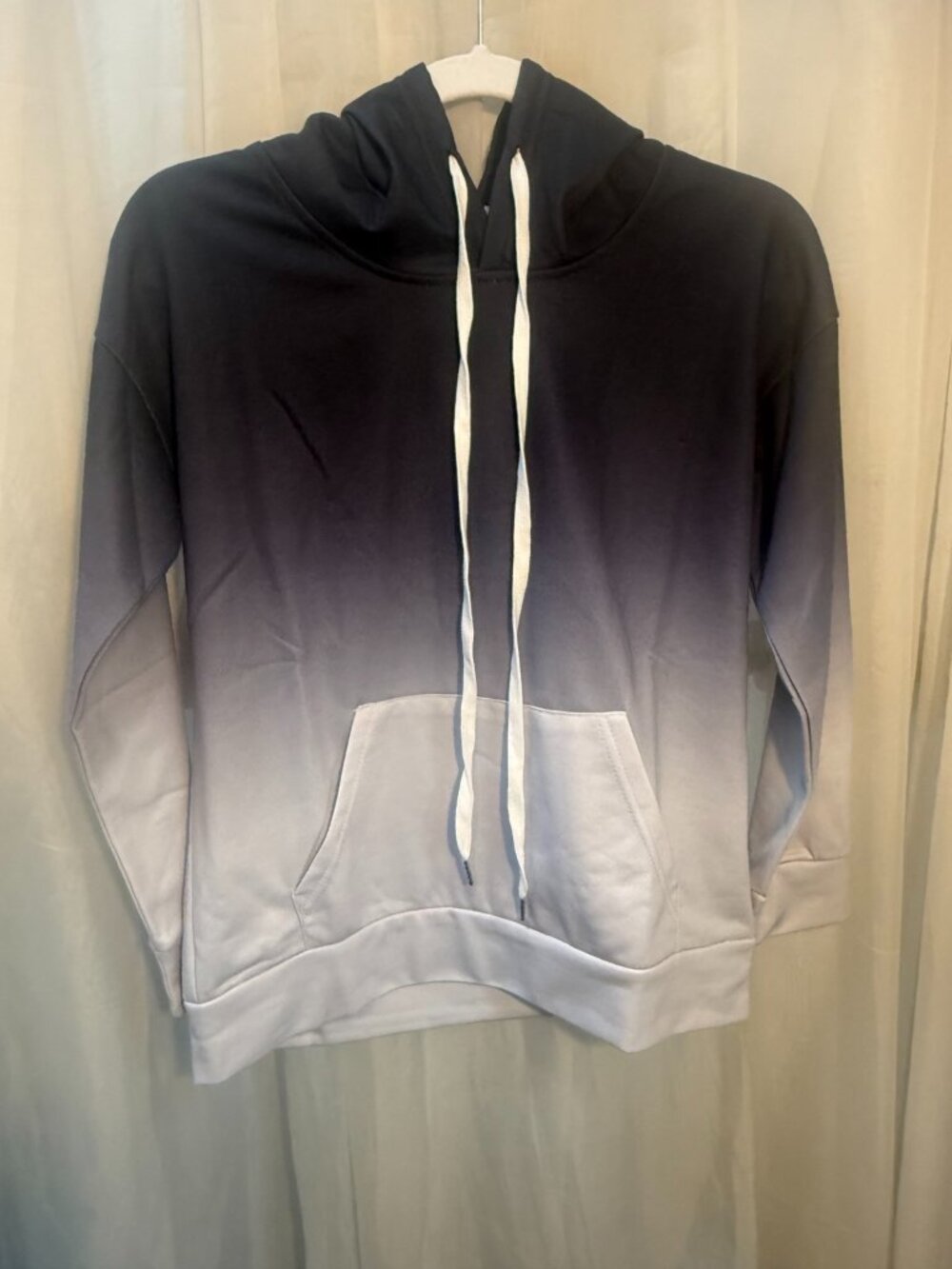 Korelayer Black White Ombre Gradient Pullover Hoodie Sweatshirt XS NWT